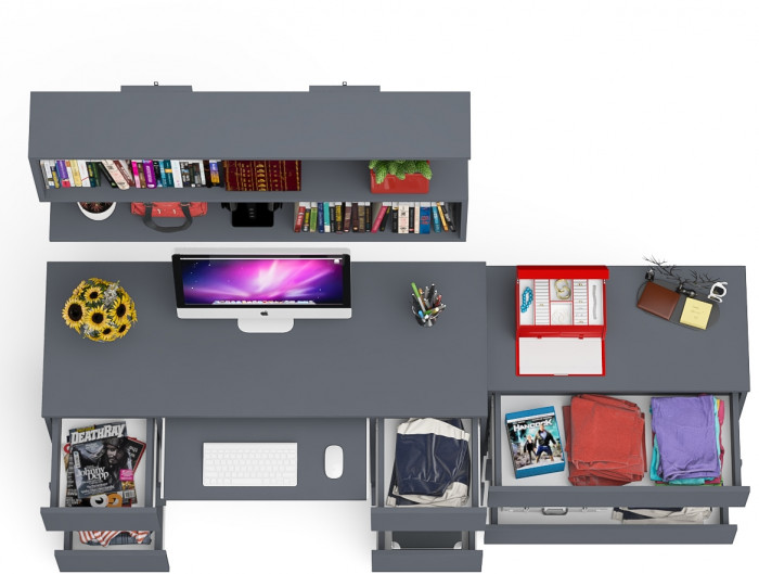 Мори компьютерный стол МС-2 + Комод МК800.1 + Полка 1200, графит