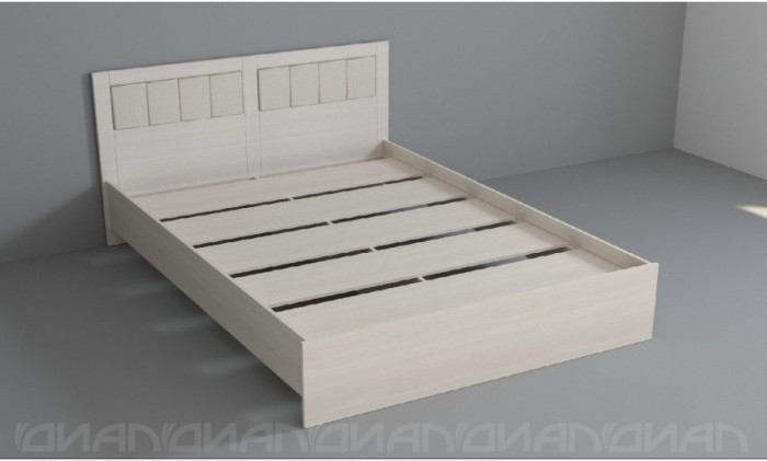 КЭТ-6 Кантри Кровать 140 с мягким щитком, настил ЛДСП (Бодега белая / Сандал)