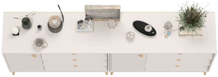 Афина Спальня Комод с дверкой и тремя ящиками х 2, кашемир серый