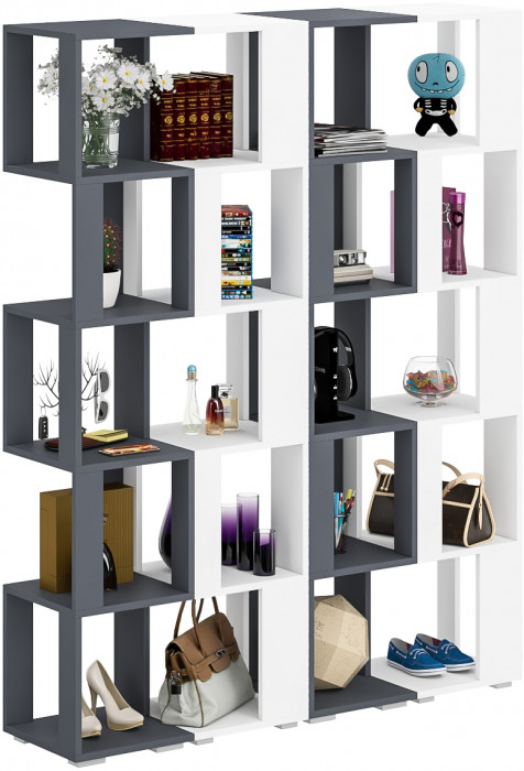 Стеллаж СВК 4 шт., цвет графит/белый, ШхГхВ 140х35х179 см.(графит 2 шт. + белый 2 шт.)