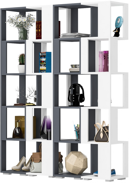 Стеллаж СВК 4 шт., цвет графит/белый, ШхГхВ 140х35х179 см.(графит 2 шт. + белый 2 шт.)