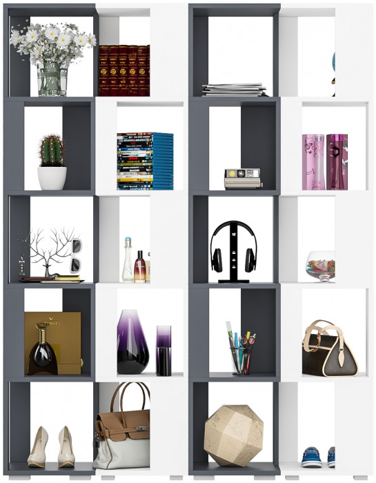 Стеллаж СВК 4 шт., цвет графит/белый, ШхГхВ 140х35х179 см.(графит 2 шт. + белый 2 шт.)