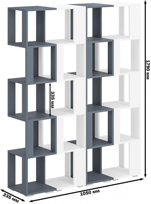 Стеллаж СВК 4 шт., цвет графит/белый, ШхГхВ 140х35х179 см.(графит 2 шт. + белый 2 шт.)