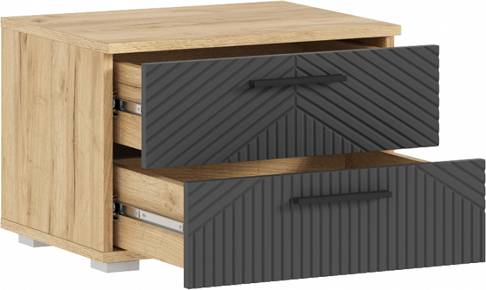 Сильвия Тумбы прикроватные 2шт, Браш Графит/Дуб крафт