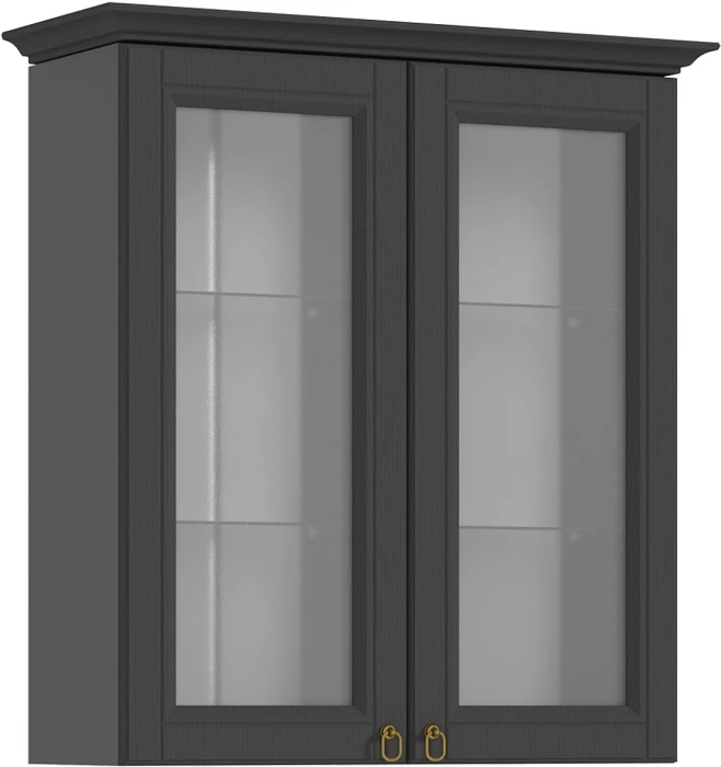 Престиж-1 Шкаф навесной двудверный со стеклом графит/графит структурный