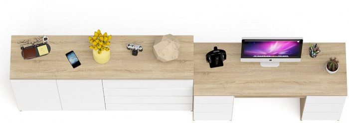 Мори Стол компьютерный МС-2 + Комод МК1600.1, цвет дуб сонома/белый, ШхГхВ 295,8х50х94 см., универсальная сборка