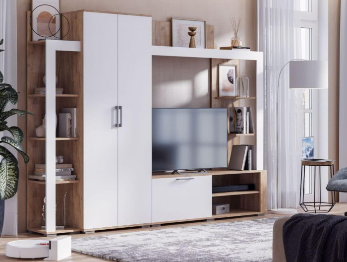 Гостиная Невада Софт Вайт/Дуб Крафт Золото