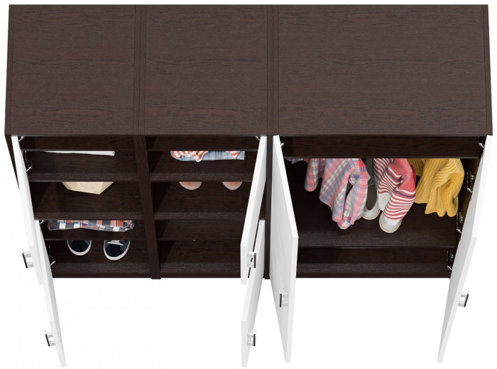 Шкаф С-МД-СК9Ш+Пенал С-МД-СК9П+Пенал С-МД-СК9П, венге/белый шагрень