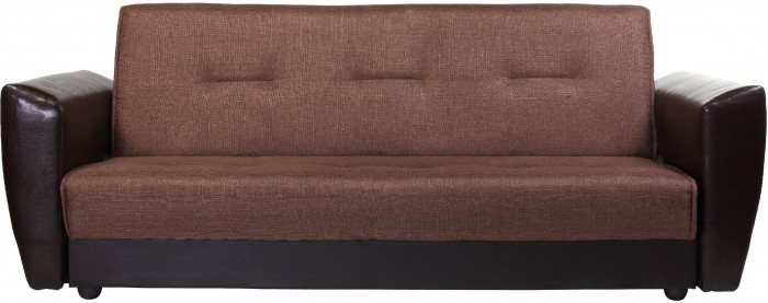 Диван-кровать Амстердам, 120х190, книжка, пружинный блок, рогожка/экокожа, коричневый