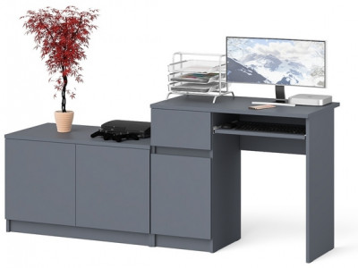 Мори компьютерный стол МС-1 левый + Тумба МА900.1, графит