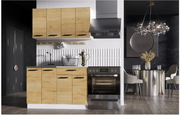 Кухня ЛДСП Хозяюшка 1200 (Вотан / Белый глянец, Белый)