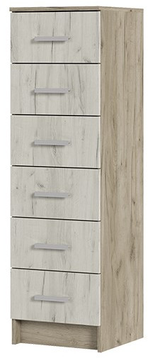 ГАРМОНИЯ КМ 602 комод 6 ящиков (0,4х1,34х0,408) дуб крафт белый/дуб крафт серый