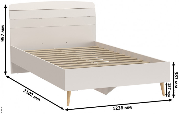 Афина Спальня Кровать 1200 + Трюмо, цвет кашемир серый, ШхГхВ 123,6х210,2х95,7 + 105х38,6х129 см., сп.м. 1200х2000 мм., б/м, основание есть