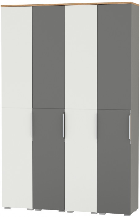 Октава Набор шкафов 47, цвет белый шагрень/серый графит/дуб крафт золотой/фасады МДФ белый шагрень/серый графит, ШхГхВ 128,8х35,3х197,6 см., ун. сб.