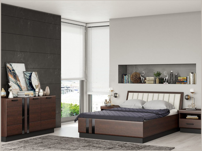 Модульная спальня Магнолия (Белый глянец / Черный глянец)