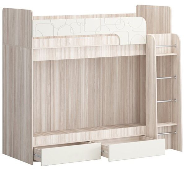 Двухъярусная кровать Бемби МДФ NEW, ясень (Обриета, Ясень шимо светлый)