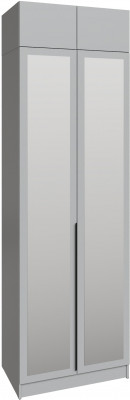 Шкаф 0,8 с антресолью и зеркалом Мадрид, Камень серый