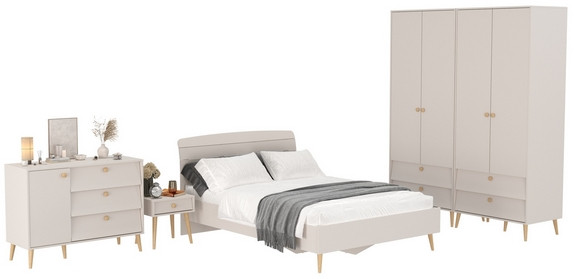 Афина Спальня 37-1400, цвет кашемир серый, сп.м. 1400х2000 мм., б/м, основание есть - фанера