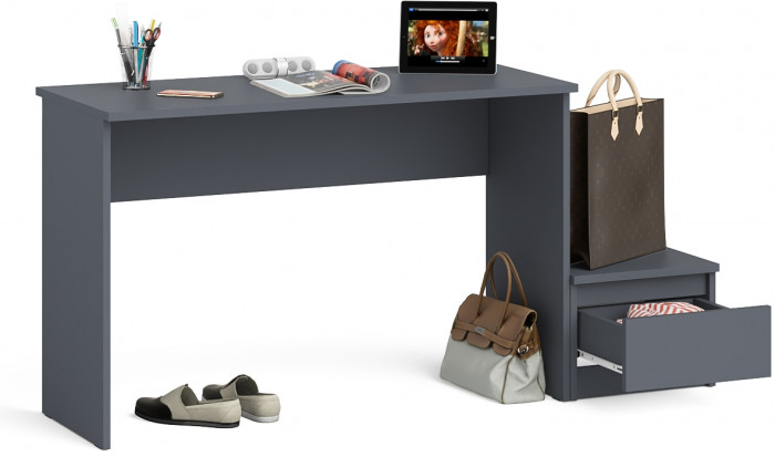 Мори письменный стол МСП1200.1 + Тумба ТМП400.1, графит