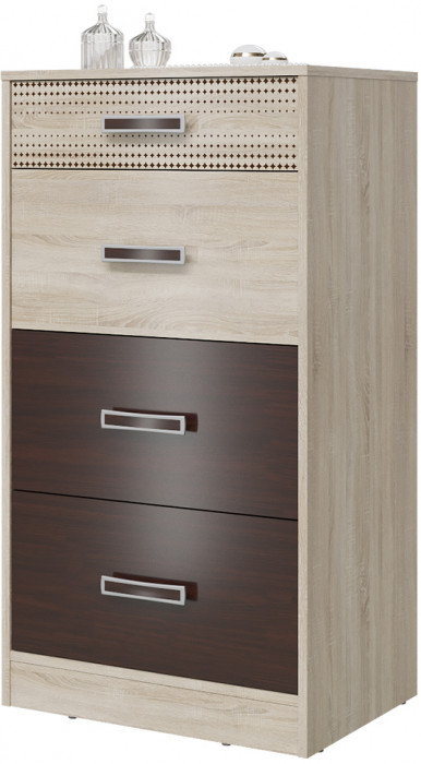 Румба 4-4427дубсонвн Комод с четырьмя ящиками, дуб сонома/венге