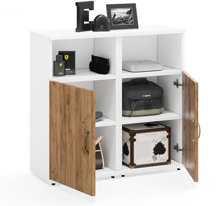 Лидер-8 Тумба МД 3.19 2 шт., белый шагрень/крафт золото