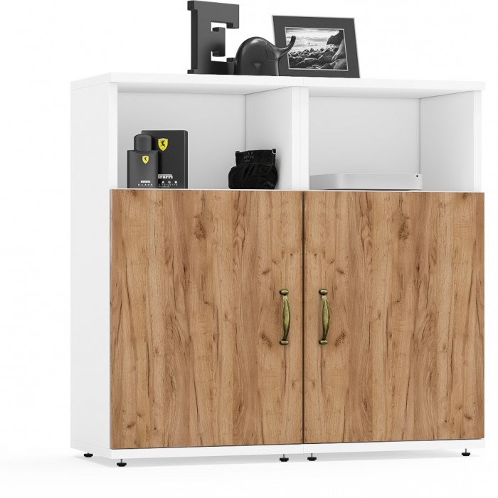 Лидер-8 Тумба МД 3.19 2 шт., белый шагрень/крафт золото