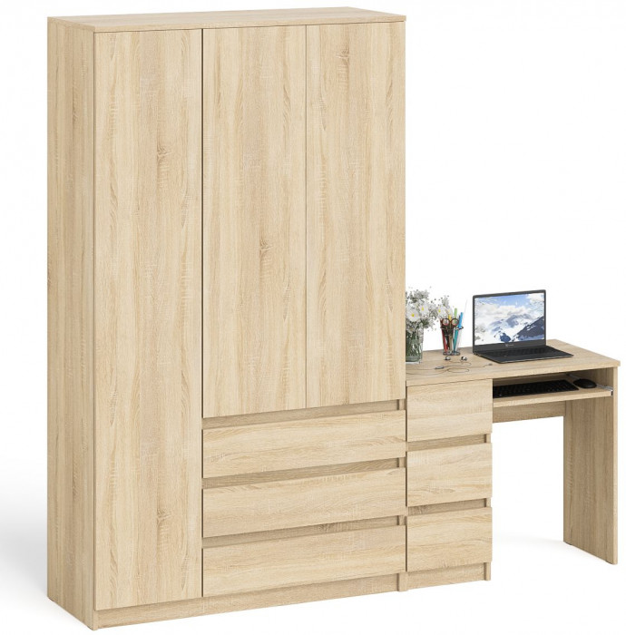 Мори компьютерный стол МС-6 левый + Шкаф МШ1200.1, дуб сонома
