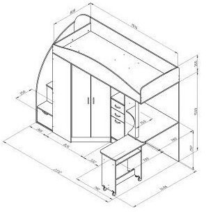 Детская кровать-чердак Теремок-1 Гранд,  Белый / Розовый