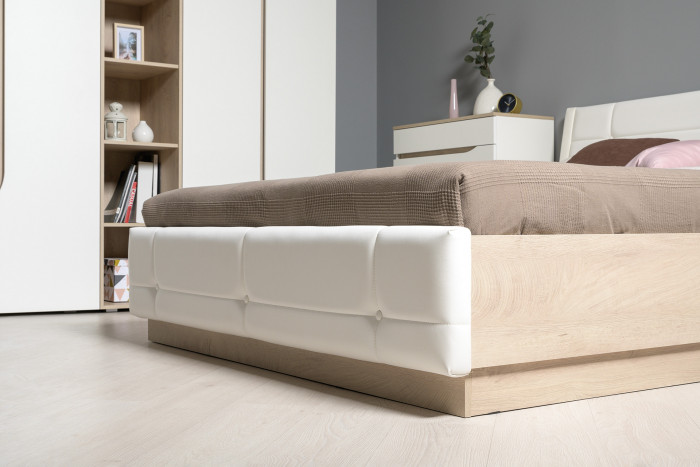 Муссон Спальня № 06, белый/дуб эндгрейн элегантный/искусственная кожа белая