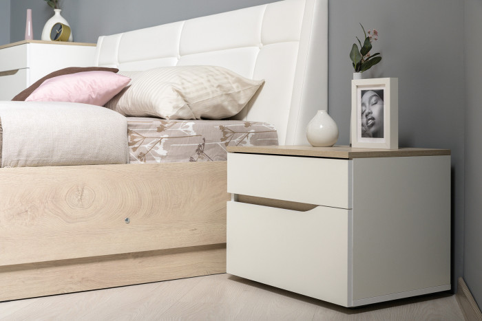 Муссон Спальня № 06, белый/дуб эндгрейн элегантный/искусственная кожа белая