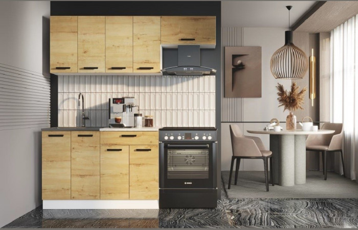 Кухня ЛДСП Хозяюшка 1200 +ГАЗ600 (Вотан / Белый глянец, Белый)