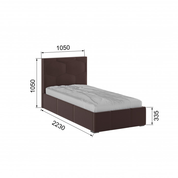 Манука Кровать интерьерная 900 коричневый, ортопед
