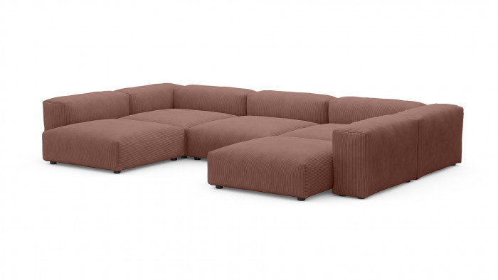 Диван Фиджи (П-образный) Cilium Coral 378*242*62 см, Розовый Вельвет Нераскладной Фиеста