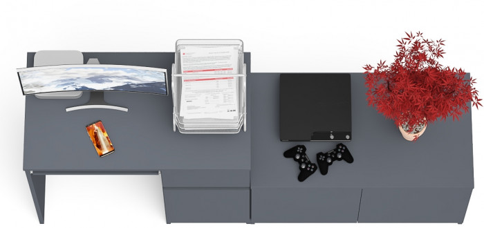 Мори компьютерный стол МС-1 правый + Тумба МА900.1, графит