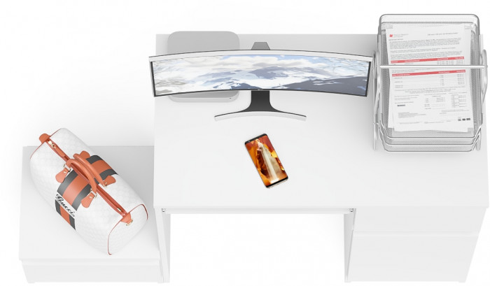 Мори Стол компьютерный МС-1 правый + Тумба ТМП400.1, цвет белый, ШхГхВ 130,4х50х76,6 см., выдвижной ящик справа, НЕ универсальная сборка