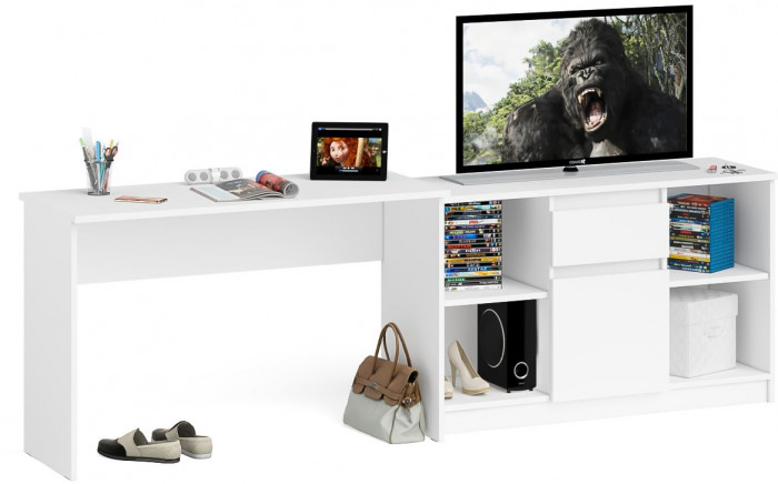 Мори Стол письменный МСП1200.1 + Тумба МТВ1204.1, цвет белый, ШхГхВ 240,8х50х76,6 см., универсальная сборка