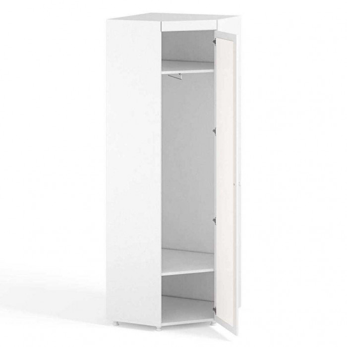 Шкаф угловой (гл.410) с зеркалом Монако МН-66 белое дерево