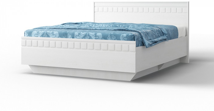 Кровать 160х200 с щитовым основанием "Римини" - Белый текстурный/Дуб полярный