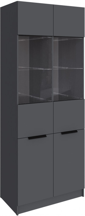 Шкаф Мадрид (0,9) с 2 витринами, Графит серый