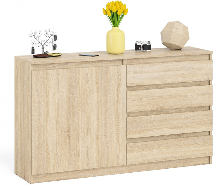Мори Комод МК1600.1, цвет дуб сонома, ШхГхВ 160,4х41х94 см., НЕ универсальная сборка