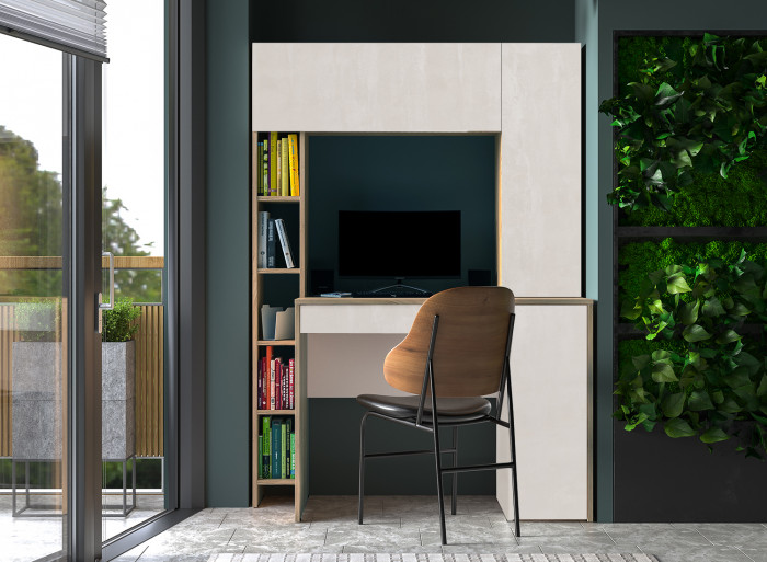 КР100 Стол компьютерный Комфорт 12.71, цвет дуб крафт серый/шёлковый камень, ШхГхВ 116,7х60,2х165,4 см., НЕ универсальная сборка