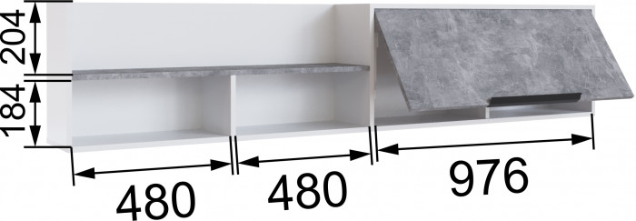 Малави Полка навесная МПН-2 ателье светлое/белый глянец