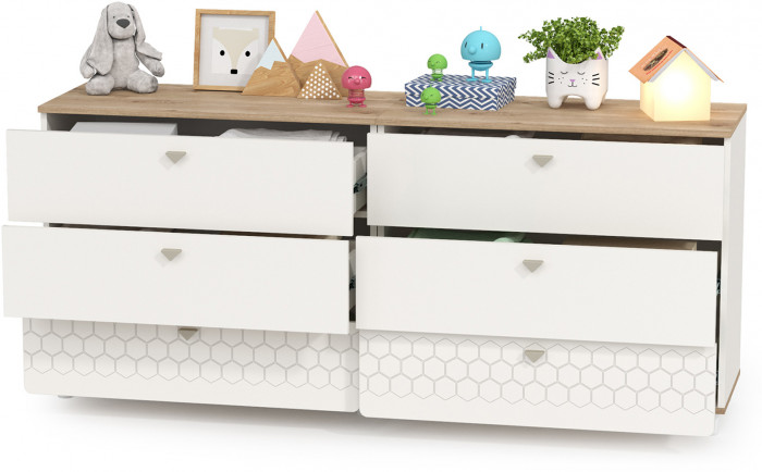 Эйп 13.322 Комод + 13.322 Комод, цвет белый/дуб белый, ШхГхВ 170х41,5х75 см.