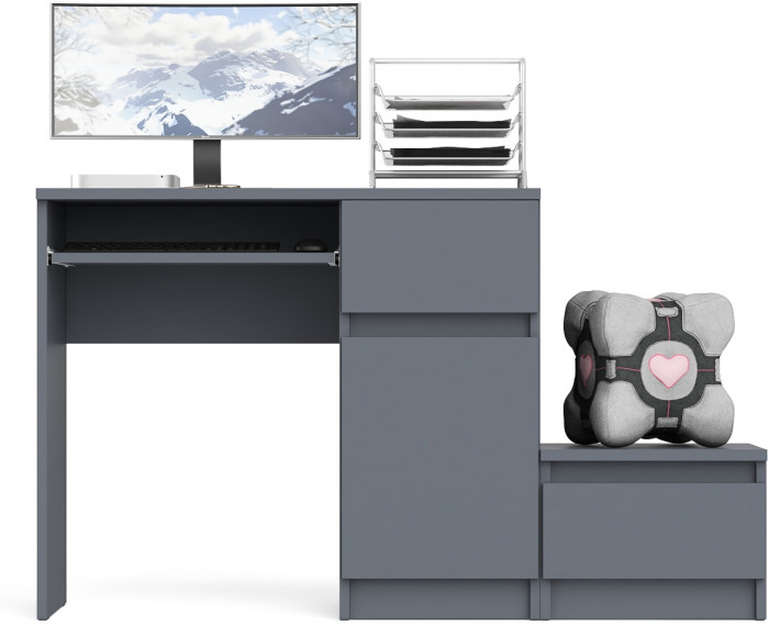 Мори Стол компьютерный МС-1 правый + Тумба ТМП400.1, цвет графит, ШхГхВ 130,4х50х76,6 см., выдвижной ящик справа, НЕ универсальная сборка