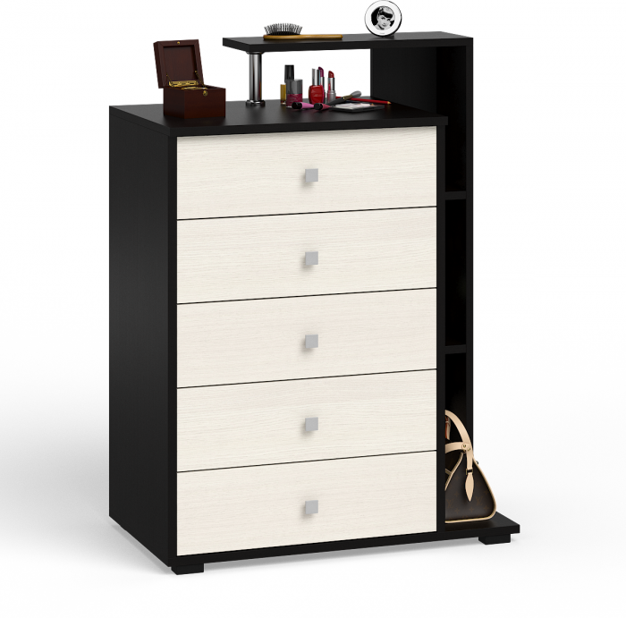 Камелия спальня № 3 Кровать 1600 + Две тумбы + Стол косметич. + Зеркало + Комод + Шкаф 4-х, венге/дуб лоредо