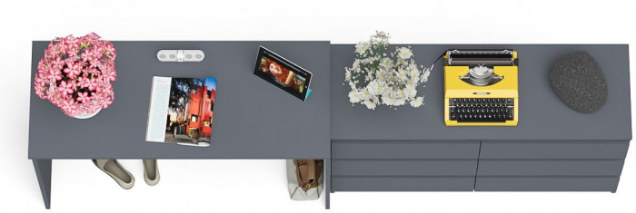 Мори письменный стол МСП1200.1 + Комод МК1200.6, графит