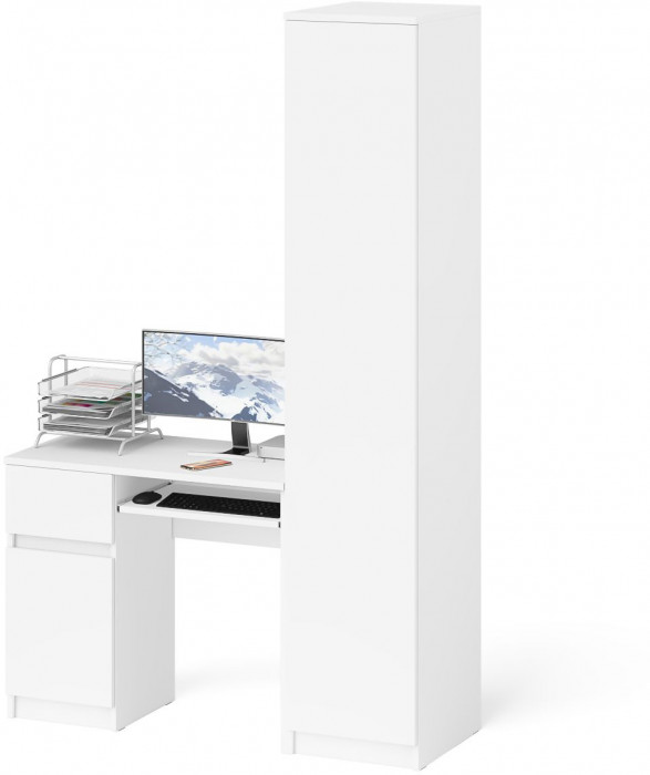 Мори компьютерный стол МС-1 левый + Пенал МШ400.1, белый