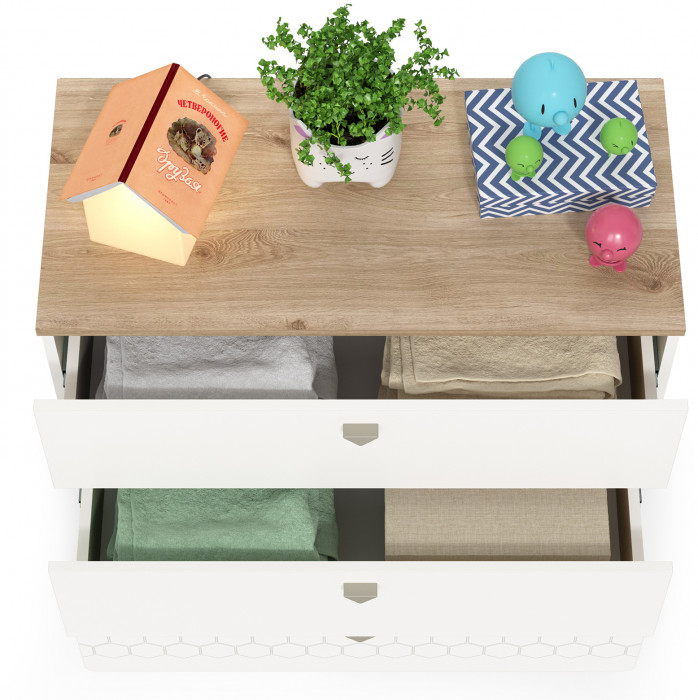 Эйп 13.322 Комод, цвет белый/дуб белый, ШхГхВ 85х41,5х75 см.