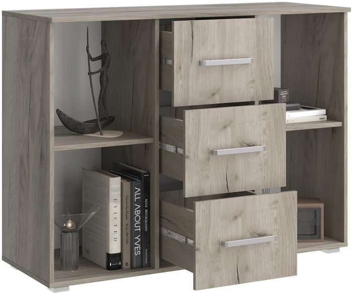 Комод 3 ящика/2 двери (1200) Фиеста NEW, Крафт серый/Кашемир