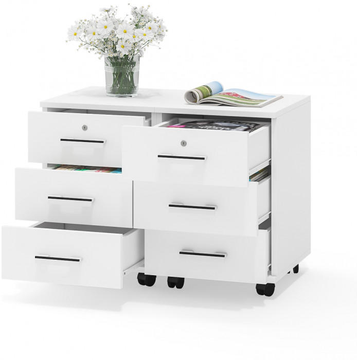 Две тумбы выкатных С-МД-3-02, белый шагрень